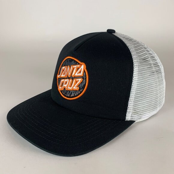 Santa Cruz Skateboards Mens Black White Snapback Trucker Hat - Picture 1 of 5